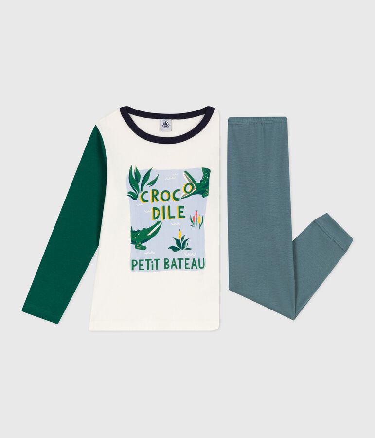 Tweekleurige katoenen pyjama voor kinderen blauw/multicouleur