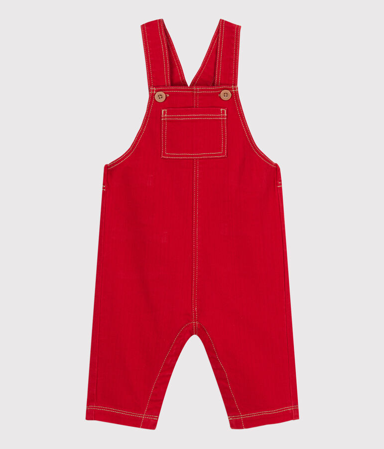 Salopette longue b&eacute;b&eacute; en denim rouge