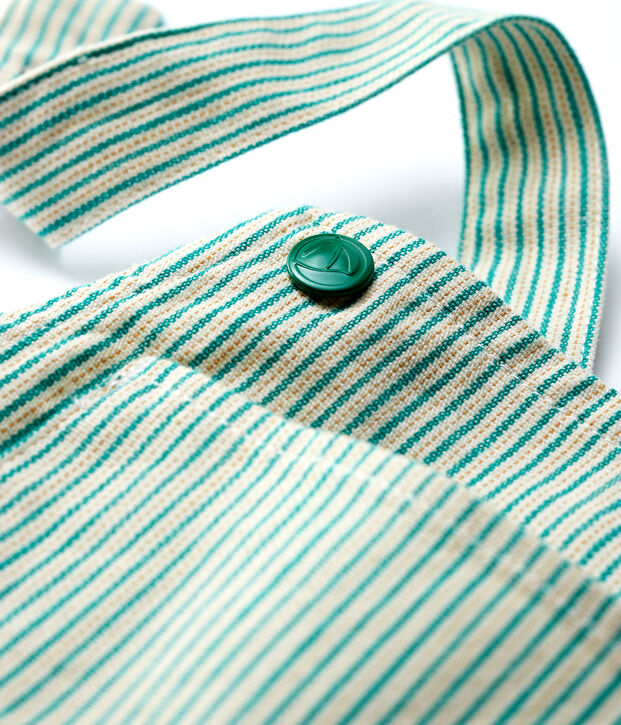 Salopette courte en serge craquante b&eacute;b&eacute; gar&ccedil;on blanc/vert