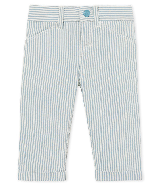 Gestreepte broek voor babyjongens blauw/wit