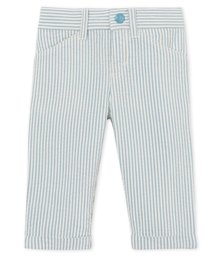 Pantalon b&eacute;b&eacute; gar&ccedil;on ray&eacute; bleu/blanc