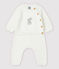 Ensemble 2 pièces blanc bébé en tricot de coton biologique blanc MARSHMALLOW