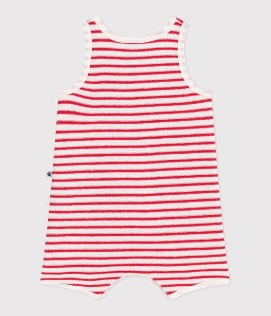 Combinaison courte bébé en coton à rayures rouge MARSHMALLOW/ SPI
