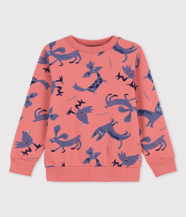 Sweater in molton voor meisjes/jongens roze/multicouleur