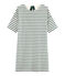 Jurk met korte mouwen vrouwen beige COQUILLE/groen SOUSBOIS