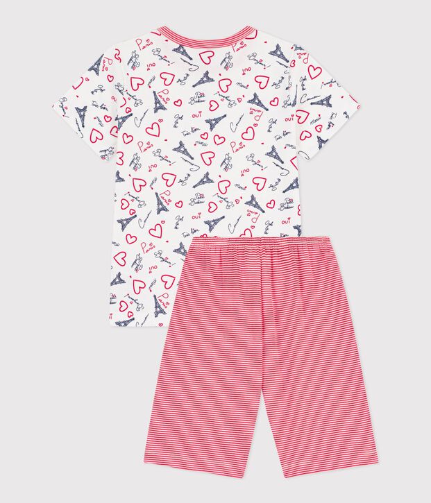 Katoenen kinderpyjama met Parijs-print wit/multicouleur