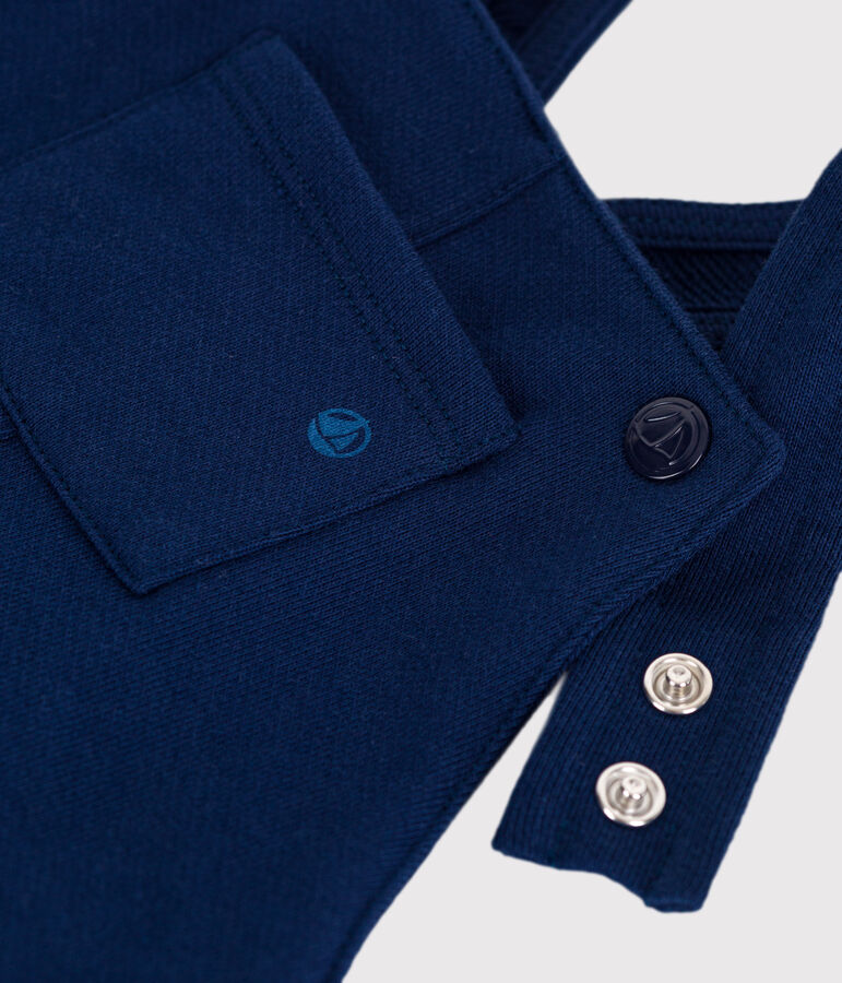 Salopette b&eacute;b&eacute; en coton jambes longues, unie bleu