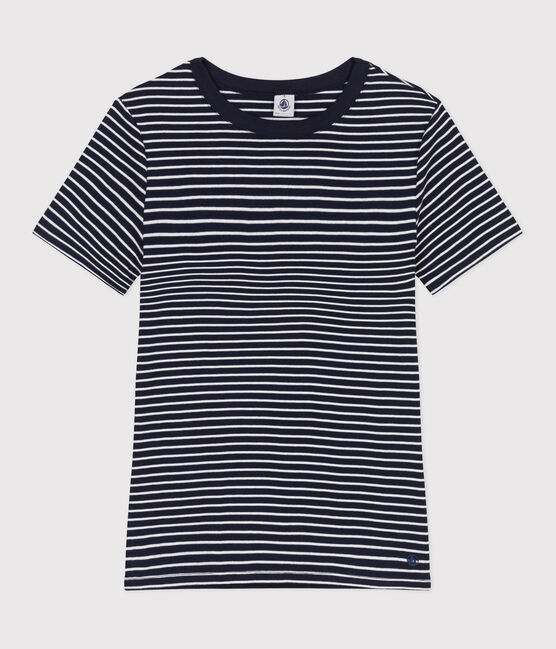 L'Iconique, gestreept katoenen T-shirt voor dames blauw SMOKING/wit MARSHMALLOW
