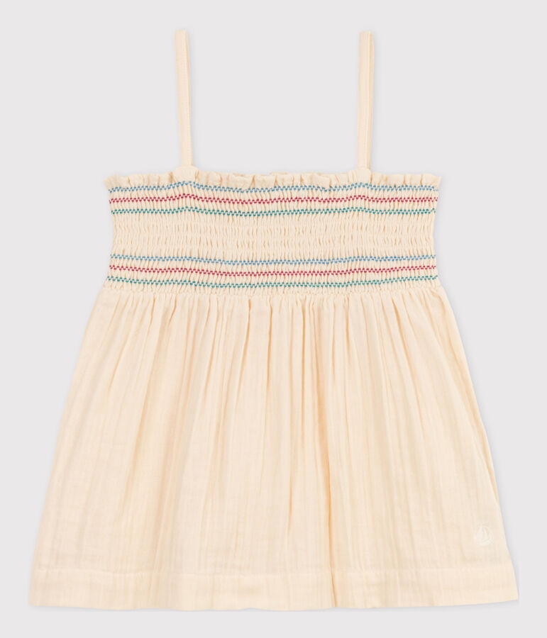 Blouse sans manches en gaze de coton enfant fille &eacute;cru