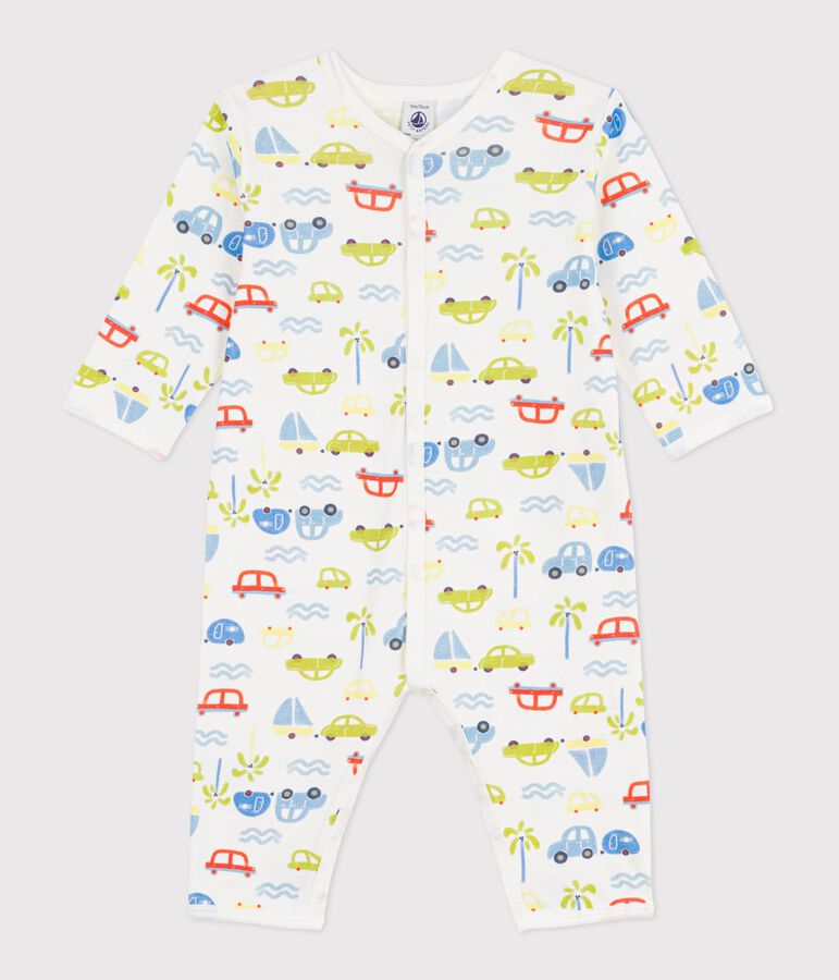 Pyjama b&eacute;b&eacute; en coton sans pieds imprim&eacute; voitures blanc MARSHMALLOW/blanc MULTICO