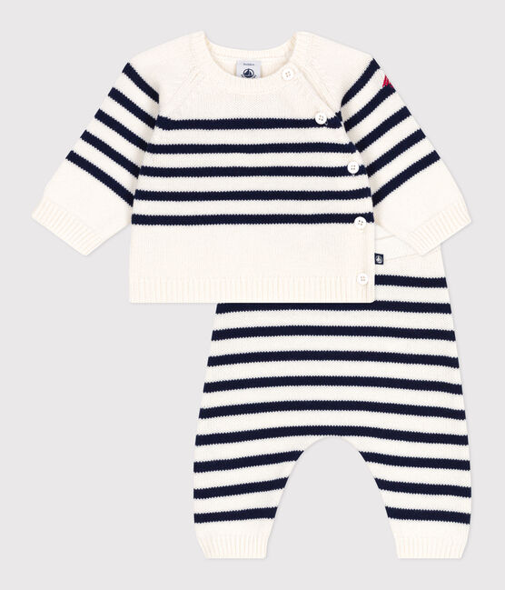 Tweedelig gebreid setje met marinestrepen blauw MARSHMALLOW/ SOIR