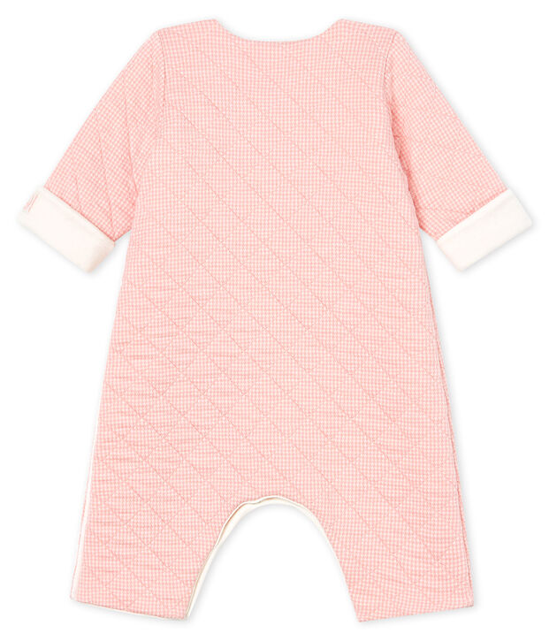 Combinaison longue b&eacute;b&eacute; en tubique matelass&eacute; rose/blanc