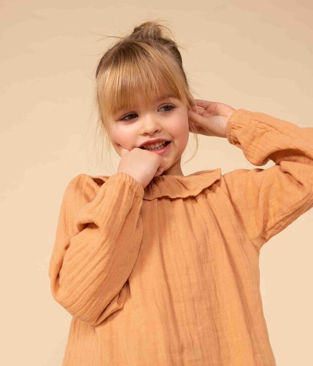 Blouse in biokatoenen materiaal voor meisjes roze