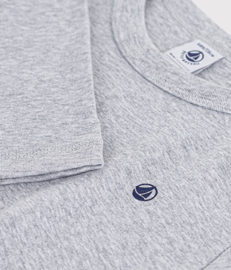 Effen katoenen T-shirt met lange mouwen voor kinderen grijs