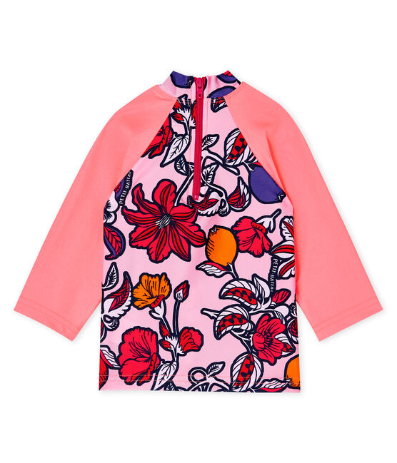Milieuvriendelijk anti-UV UPF 50+ T-shirt babymeisje roze MERVEILLE/wit MULTICO