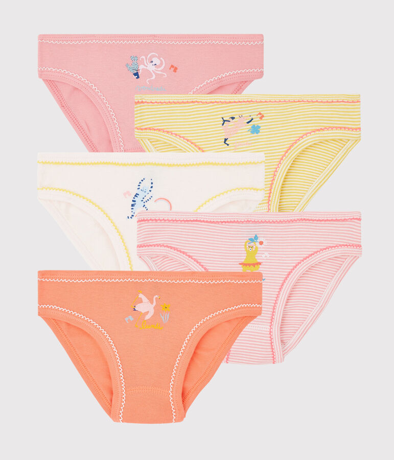 Lot de 5 culottes animaux yoga petite fille multicouleur