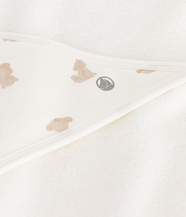 Carr&eacute; de bain b&eacute;b&eacute; en coton blanc/BRUN