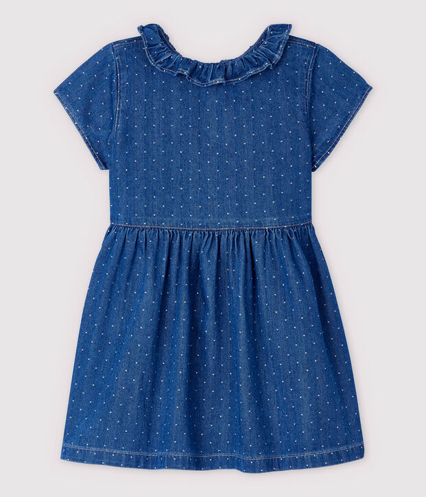 Licht denim jurkje met stippen voor babymeisjes blauw