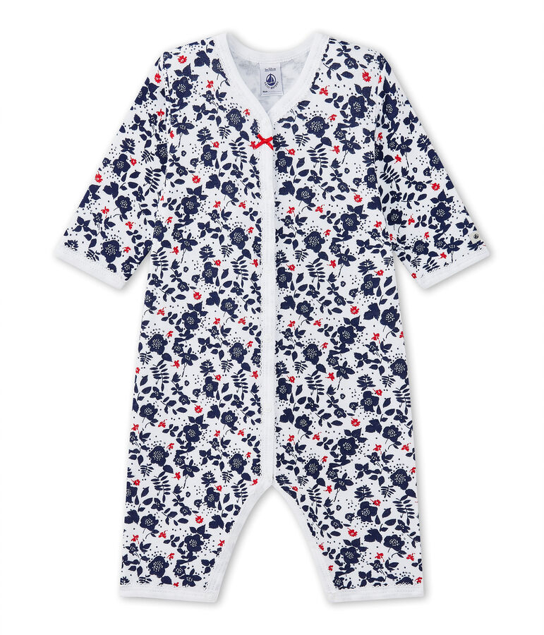 Pyjama zonder voetjes in tubic met dessin voor babymeisjes wit/multicouleur