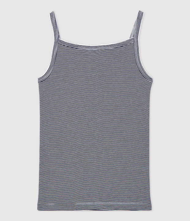 Chemise &agrave; bretelles L'ICONIQUE en coton BIO Femme bleu/blanc