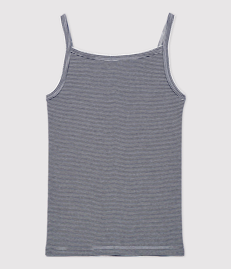 Chemise &agrave; bretelles L'ICONIQUE en coton BIO Femme bleu SMOKING/blanc MARSHMALLOW