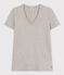 Le Droit, katoenen T-shirt voor dames met V-hals grijs CHATON CHINE