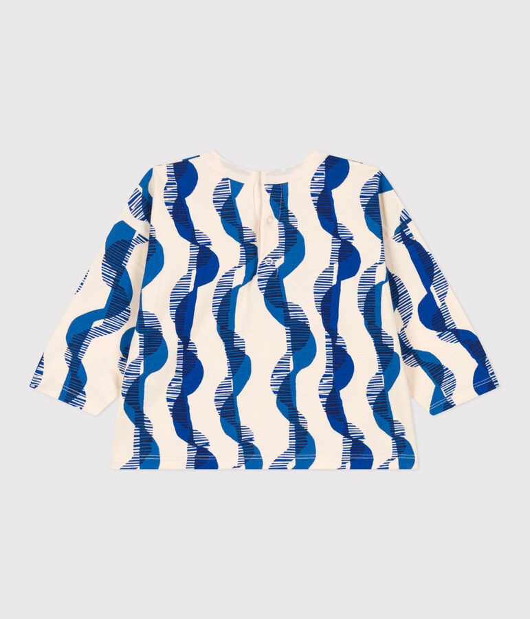 T-shirt met lange mouwen in bedrukte jersey voor baby's ecru/multicouleur