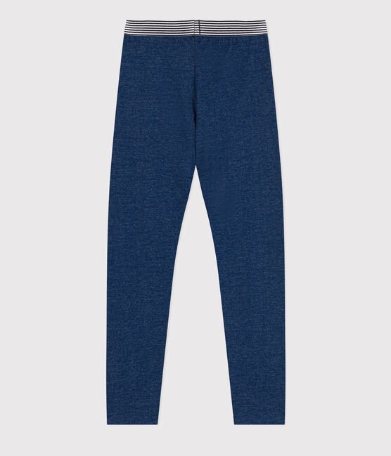 Fleece jegging met denimeffect voor meisjes blauw MEDIEVAL/beige ECRU