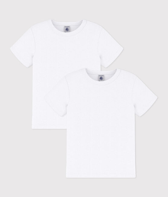 Set van witte 2 T-shirts met korte mouwen voor jongens variante 1
