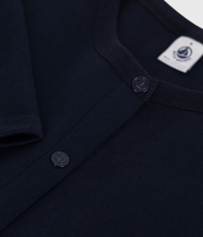 Cardigan femme en coton uni bleu