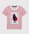 Tee-shirt manches courtes en jersey enfant garçon blanc MARSHMALLOW/rouge TERKUIT