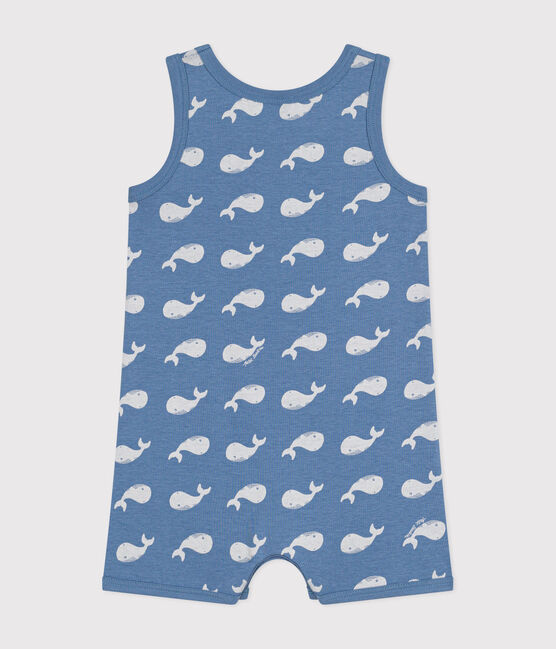 Kort katoenen pakje met walvisprint voor baby's blauw BEACH/ MARSHMALLOW