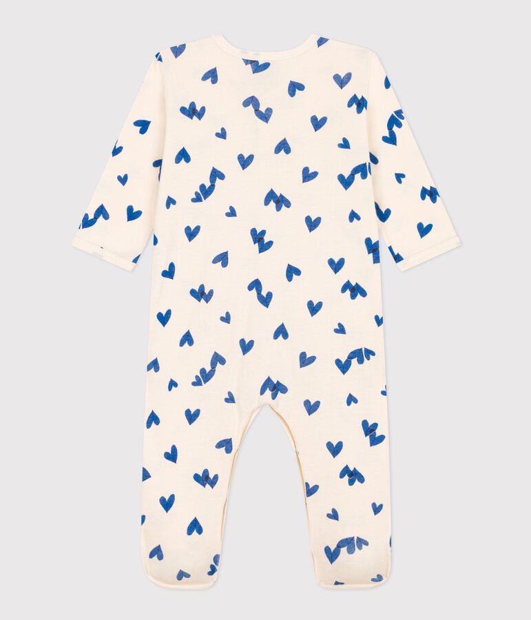 Pyjama b&eacute;b&eacute; coeur bleu en coton &eacute;cru/multicouleur