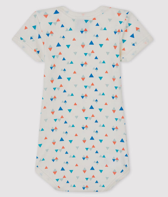 Rompertje met korte mouwen babyjongen-meisje wit MARSHMALLOW/wit MULTICO