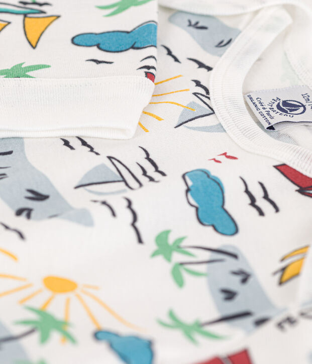 Dors-bien sans boutons-pression et sans pieds explorateurs en coton blanc/multicouleur