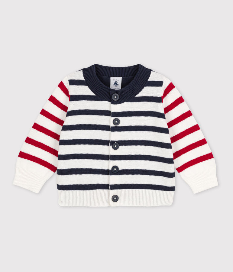 Cardigan b&eacute;b&eacute; en tricot en coton blanc MARSHMALLOW/blanc MULTICO