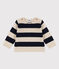 Pull en tricot de laine et coton bébé blanc AVALANCHE/bleu SMOKING