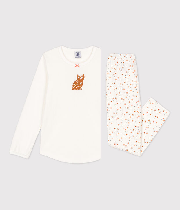 Pyjama petite fille en coton blanc/multicouleur