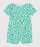 Korte katoenen jumpsuit voor baby's. wit MARSHMALLOW/wit MULTICO