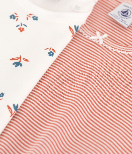Set van 2 T-shirts met bloemen en korte mouwen voor meisjes in katoen variante 1