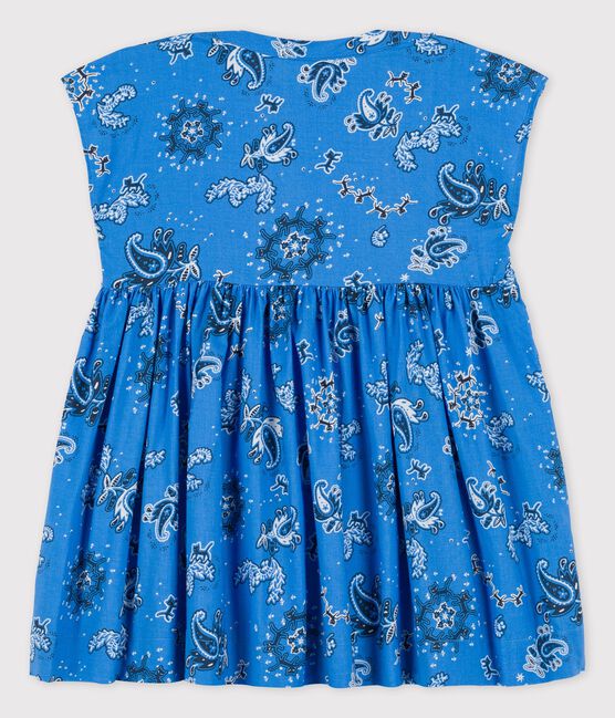 Jurk met korte mouwen uit popeline met bandanaprint voor baby's. blauw BRASIER/wit MULTICO