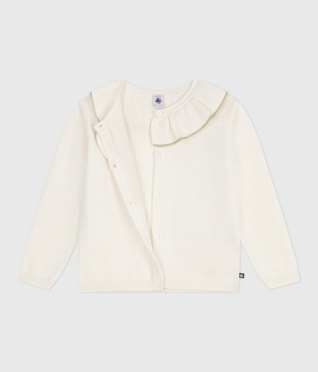 Effen cardigan van katoenen en wol voor kinderen wit/grijs