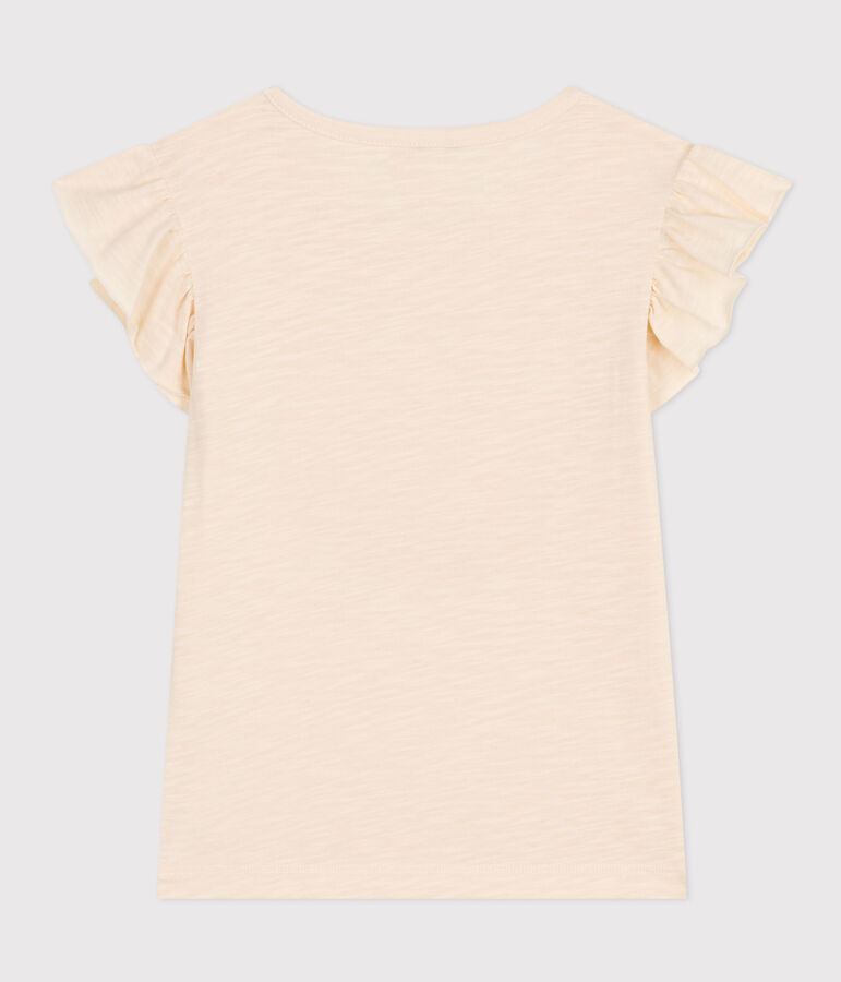 T-shirt van gevlamde jersey voor meisjes ecru