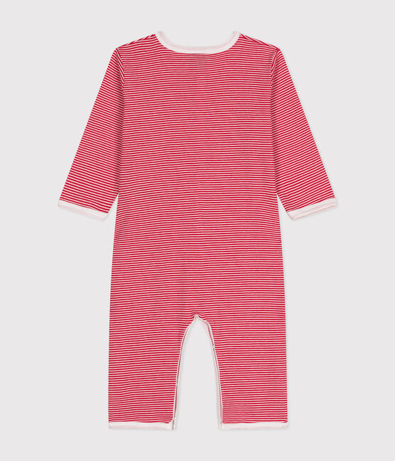 Katoenen babypyjama met lange mouw en zonder voetjes rood CORRIDA/wit MARSHMALLOW