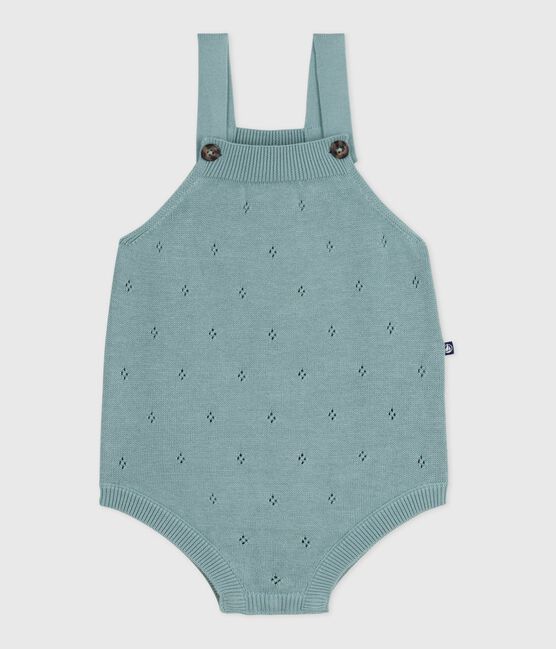 Barboteuse bébé en tricot à point fantaisie à bretelles vert PAUL