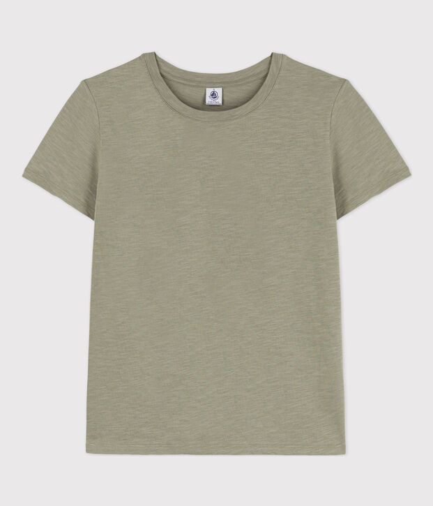 LE DROIT, katoenen T-shirt voor dames met ronde hals groen