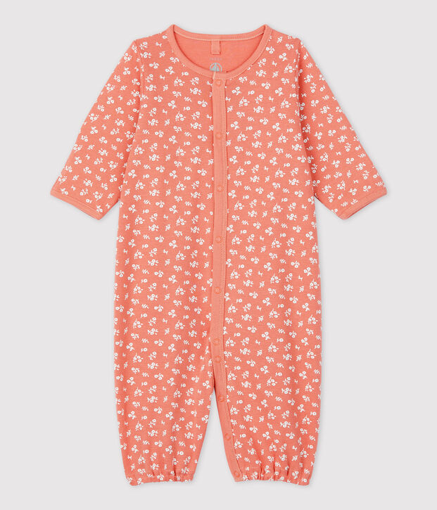 Combinaison b&eacute;b&eacute; en coton biologique rose/blanc