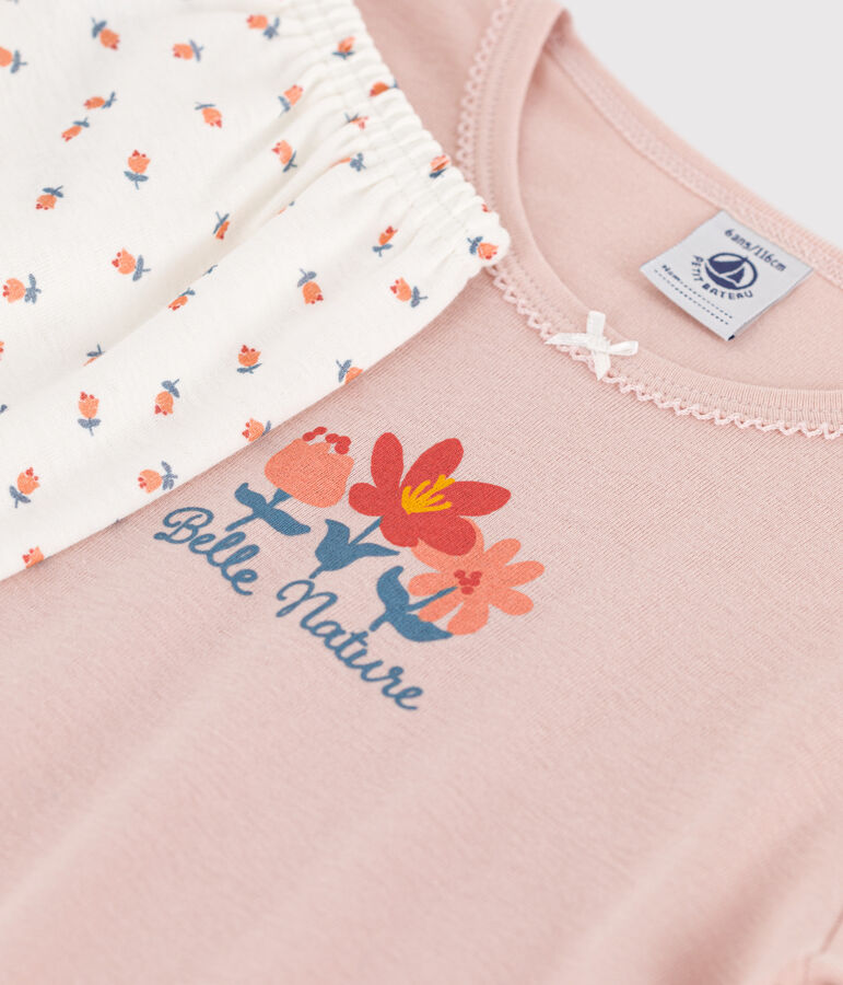Pyjama petite fille en coton rose/multicouleur