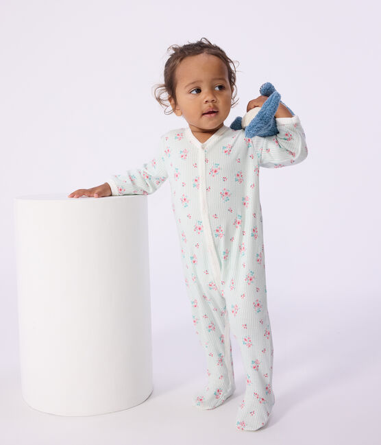 Katoenen babypyjama met bloemenprint wit MARSHMALLOW/wit MULTICO