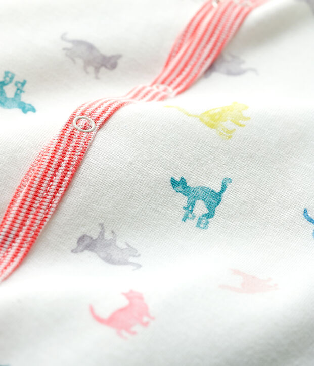 Kleurrijke pyjama met katten voor baby's, van dubbelzijdige jersey wit/multicouleur
